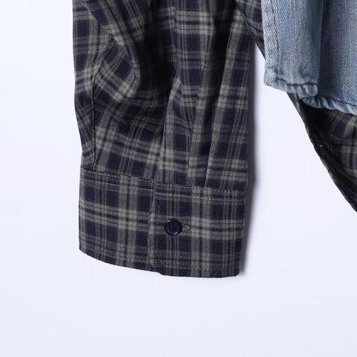 8035SDSA秋冬新款痞帅男装潮牌牛仔拼接设计翻领长袖衬衫宽松街头衬衣 商品图4