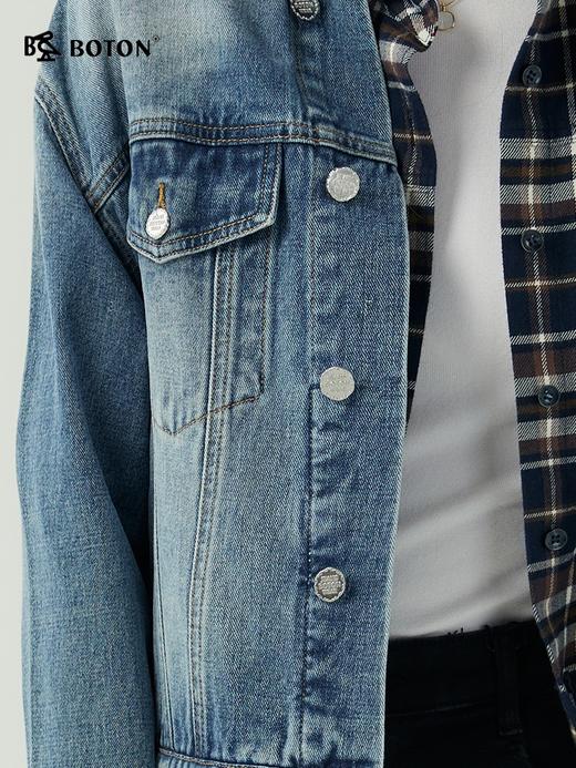 波顿女士秋冬季美式复古浅色牛仔短款外套LJ905323 商品图3