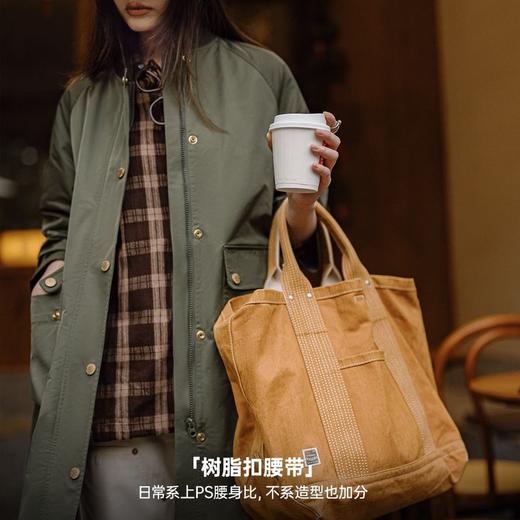 马登复古橄榄绿风衣中长款巴恩风大衣宽松翻盖口袋工装外套秋季女 商品图3