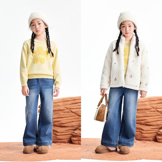 【实体店同款】女童全腰牛仔长裤冬季新款安奈儿童装AG546059 商品图3