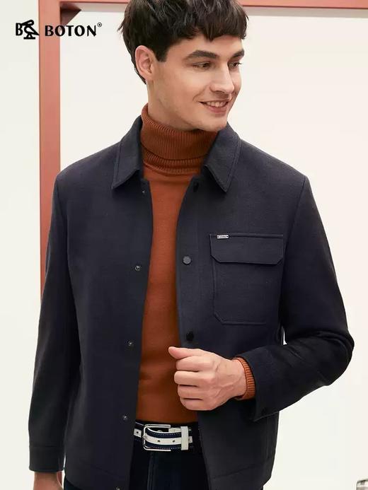 波顿男士秋冬 毛呢外套 绵羊毛桑蚕 翻领合身款MJ020324 商品图6