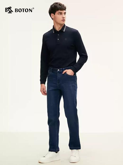 [火山岩]波顿男士秋冬 牛仔裤 磨毛底弹力 合身直筒保暖长裤ME925324 商品图1