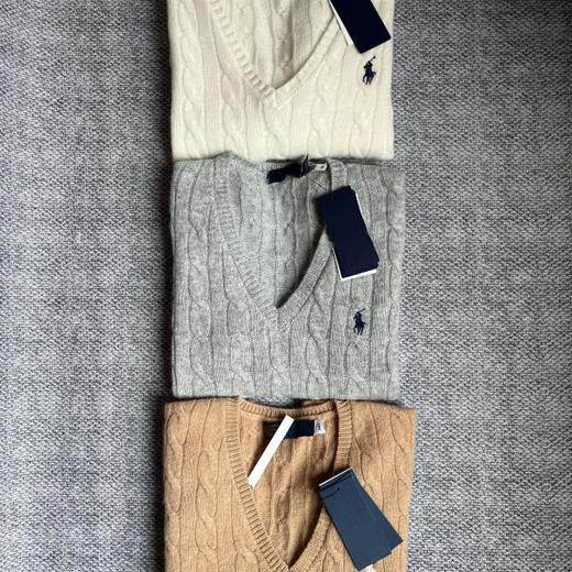 可扫码！2025拉夫小马V领毛衣绞花针织上衣80羊毛20羊绒显瘦百搭! 商品图3