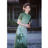 SYK211039旗袍复古民国风绿色短袖奥黛2025年夏新款气质优雅淑女范奥黛 商品缩略图0