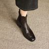 阿么手工女鞋高跟时装靴高级感百搭显瘦2025新款小方头短靴女6CM 商品缩略图4