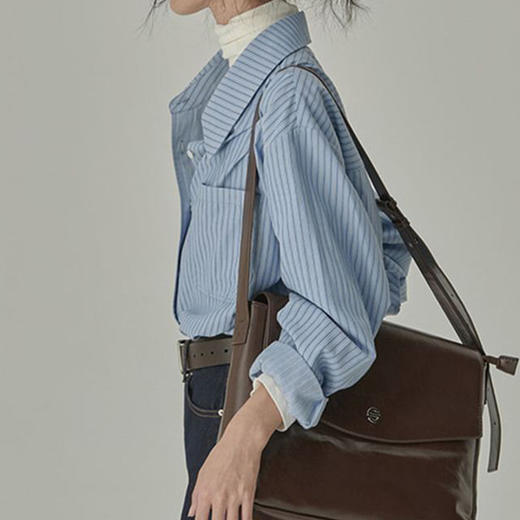 馥迦法式经典蓝色条纹衬衫 商品图3