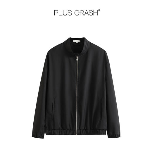 PLUS CRASH老钱风极简高智简约立领长袖拉链夹克秋季外套上衣宽松 商品图3