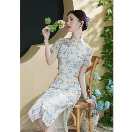 GX复古国风年轻女士长款旗袍2025初秋新款改良中式修身显瘦日常旗袍 商品图0