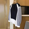【断码清仓，无退换】日本客供料！设计师款~2025宽松显瘦条纹袖假两件时髦圆领卫衣女春 商品缩略图2