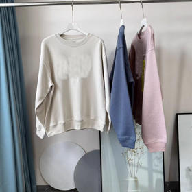 2025早秋美式休闲风字母刺绣宽松圆领套头抓绒卫衣上衣！