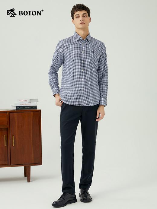波顿男士春秋冬 衬衫 磨毛格纹修身 柔适英伦风休闲长袖款MS710323 商品图3