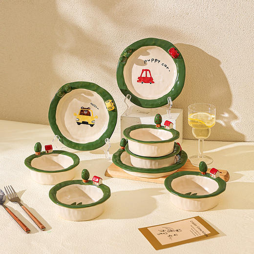 摩登主妇釉下彩水果盘子一人食可爱餐具漂亮早餐盘碗具沙拉酸奶碗 商品图0