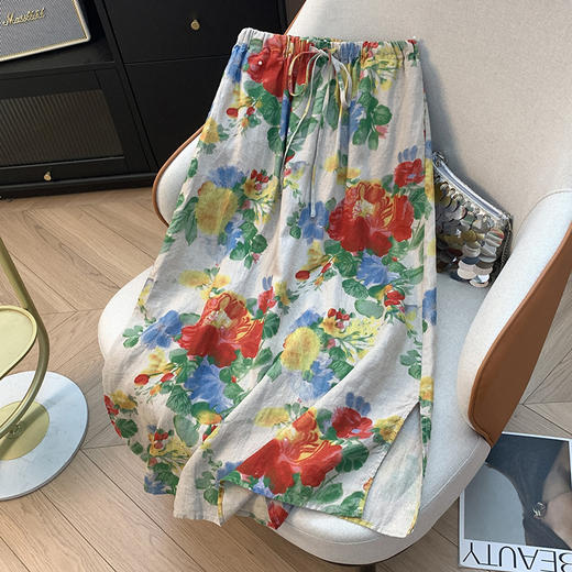 GYH 5130复古休闲百搭休闲文艺简约数码印花半身裙 商品图0