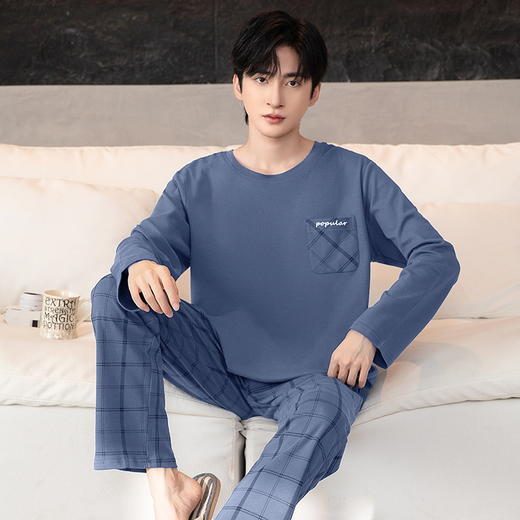 新款春秋季睡衣男春款长袖长裤家居服套装简约休闲居家青年可外穿 商品图6