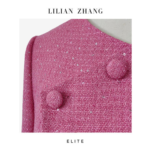 定制—静奢风—都市摩登—粉奢雅韵—羊毛小香细闪包扣连衣裙 2501218 商品图2