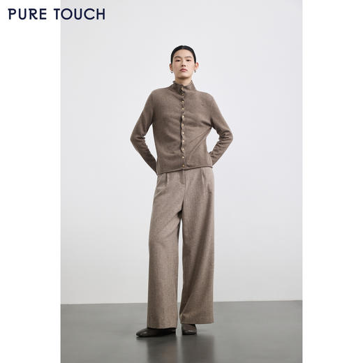 PURE TOUCH女装 25秋冬新款绒毛混纺半高领针织开衫直身宽松外搭 商品图3