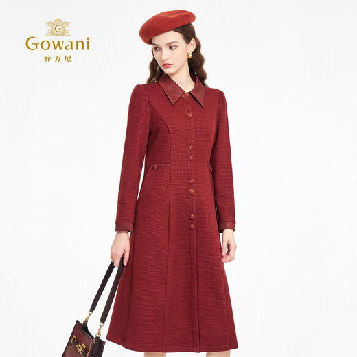 乔万尼2025秋新品复古琥珀红修身收腰连衣裙ED3E291 商品图2