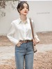 【秋新品】古泥7700 100%天丝刺绣标简约白色衬衫-喜出 商品缩略图1