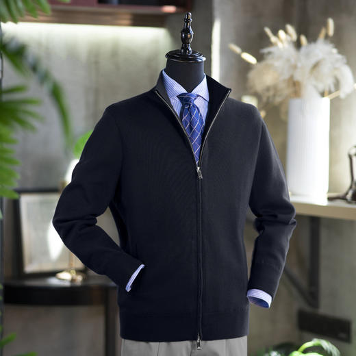 秋季新款男士精纺羊毛拉链/纽扣针织毛衣开衫  两款多色可选——不退不换 商品图5