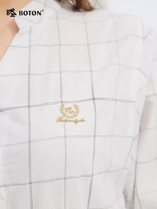 波顿女士夏季黑白格短袖格子衬衫LS053225 商品图4