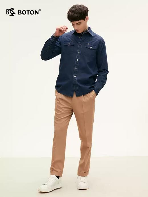 波顿男士 牛仔衬衫 利落百搭 宽松全棉耐穿长袖MS070324 商品图2
