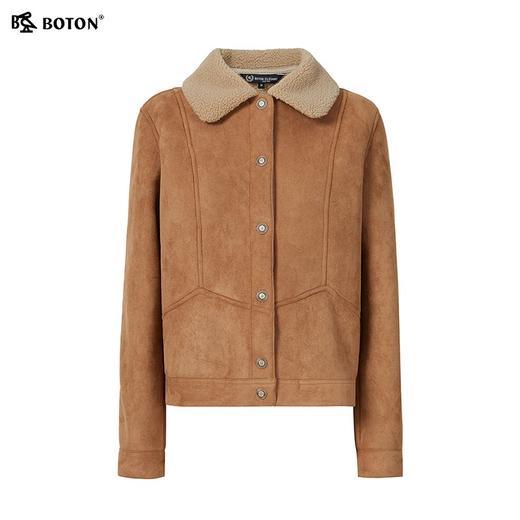 波顿女士秋冬 短款外套 柔暖松弛 鹿皮绒羊羔绒宽松款LJ920324 商品图4