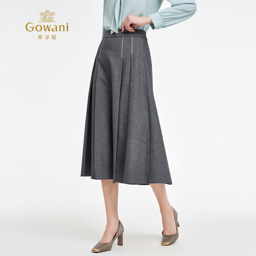 【两色可选】乔万尼2025新品时尚格雷系显瘦A型半身裙EZ3D150 商品图1