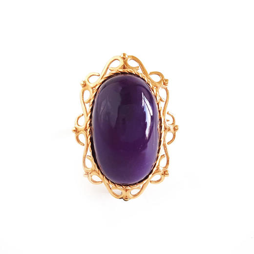 【天然正品】舒俱来AU750收藏级玫瑰金镶天然皇家帝王紫蛋面苏纪石戒指16.5号（戒圈可改）女士230925NJM22现售价：5280 商品图0