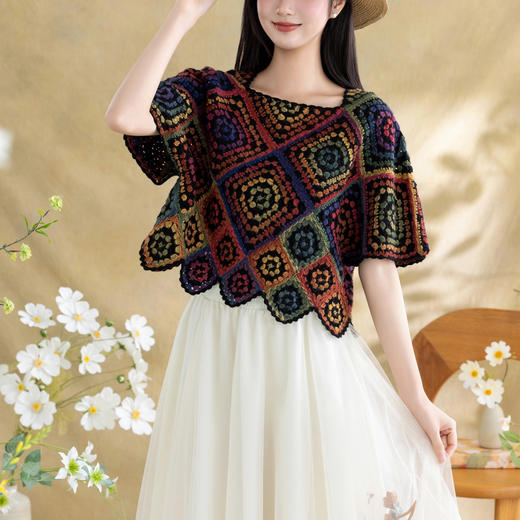 苏苏姐家思雨拼花上衣手工diy钩针编织段染羊毛线毛线团材料包 商品图3