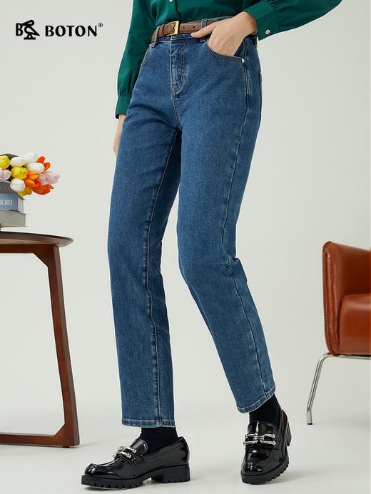 波顿女士秋冬哈伦牛仔裤复古肌理棉料修身藏肉显瘦款LE306323 商品图1