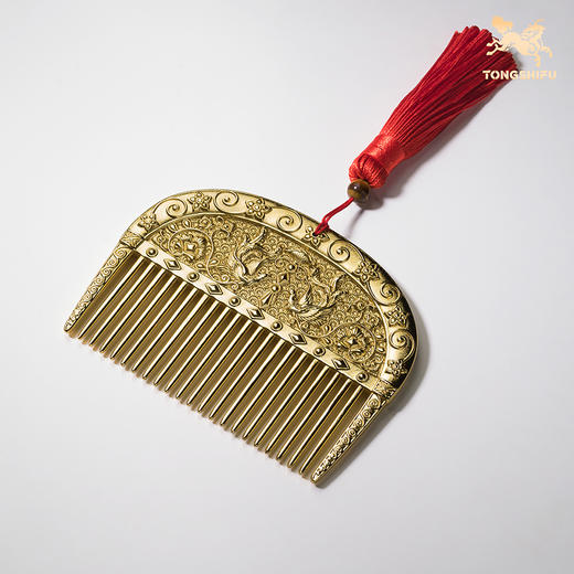 铜师傅《凤鸟梳》《凤鸟镜》梳妆台卧室铜摆件创意随身镜女生礼物 商品图3