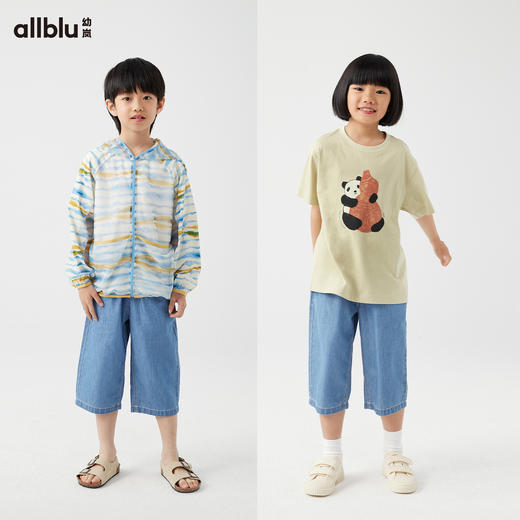 【粉丝专属】幼岚「王牌桉树皮」牛仔七分裤透气排汗24夏儿童柔软贴身易打理 商品图2