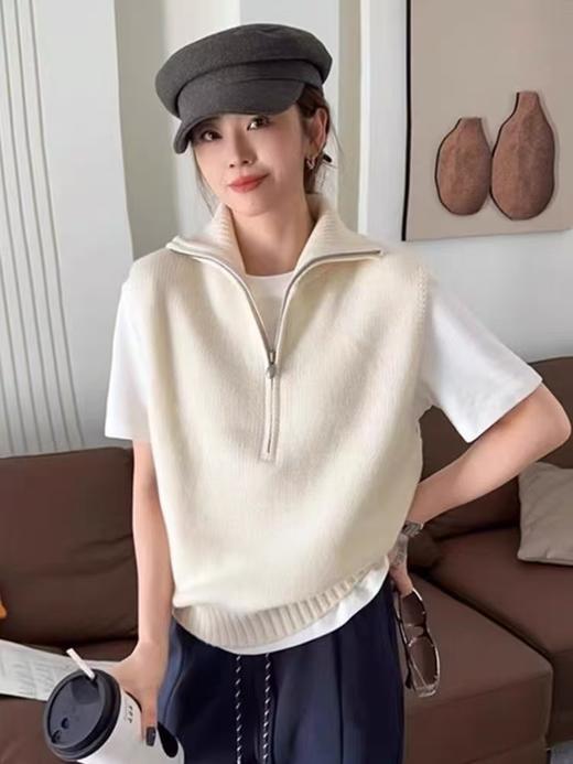 【YW】无忧购 松弛感复古半拉链无袖针织马甲81396（截单后3-5天发货） 商品图4