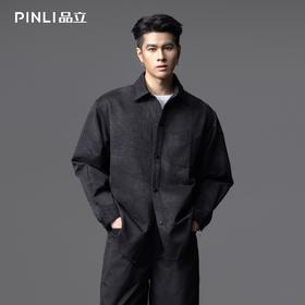 PINLI品立2025秋季新款肌理感宽松长袖衬衫男士潮牌休闲衬衣外套GD253113113