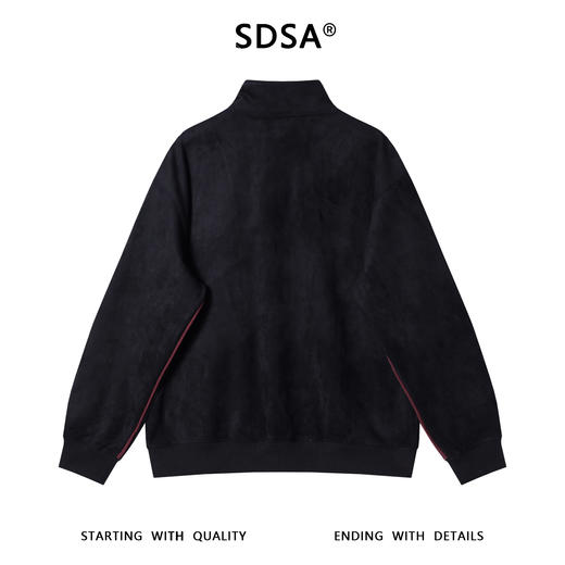 WT230SDSA男士秋冬新款痞帅男装美式绒面撞色拉条立领拉链卫衣百搭时尚 商品图4