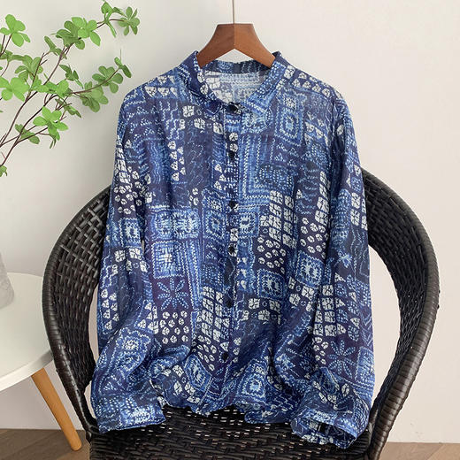 GYH 5126复古印花休闲简约长袖衬衫 商品图0