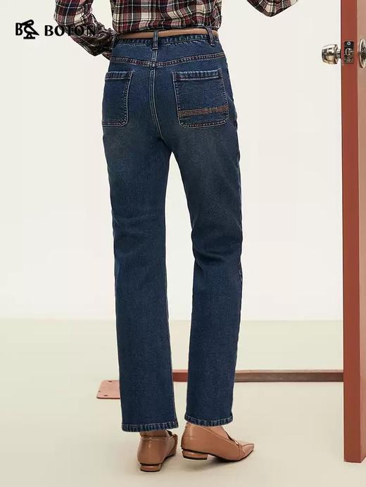 【暖炎绒】波顿女士四季 牛仔长裤 高腰阔腿 直筒藏肉复古口袋款LE332324 商品图2