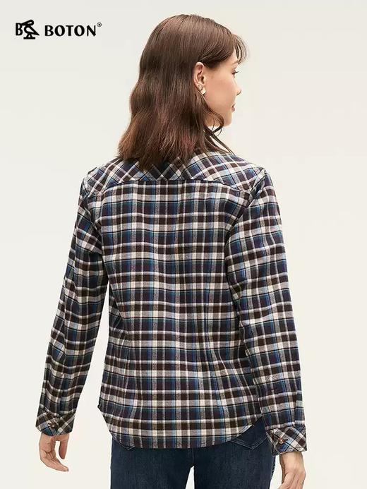 波顿女士春秋冬 格纹衬衫 舒挺随搭 合身磨毛翻领长袖款LS020324 商品图2