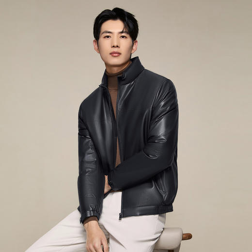 【高端系列/轻薄山羊皮/85鹅绒】柒牌立领商务厚款防风真皮皮衣男129J70630 商品图1