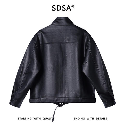 SDSA男士秋冬新款痞帅男装潮牌拉链口袋拉链立领皮衣夹克百搭宽松 商品图4