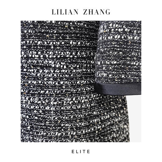 定制—静奢风 —都市摩登—香闪雅韵—羊毛小香黑银闪连衣裙  2501102 商品图2