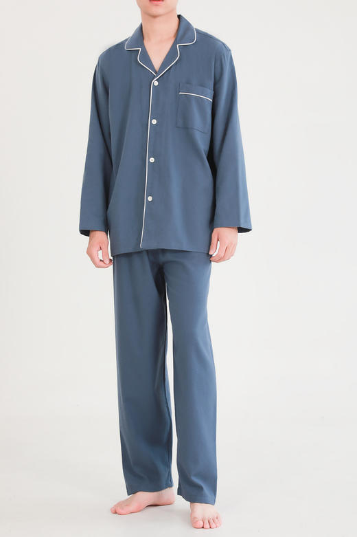 官网348！日系无印情侣棉法兰绒磨毛长袖长裤套装无侧缝男女睡衣睡裤家居服 商品图5