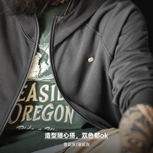 马登工装美式休闲灰色连帽卫衣宽松插肩袖开衫松弛长袖外套男款秋 商品图3