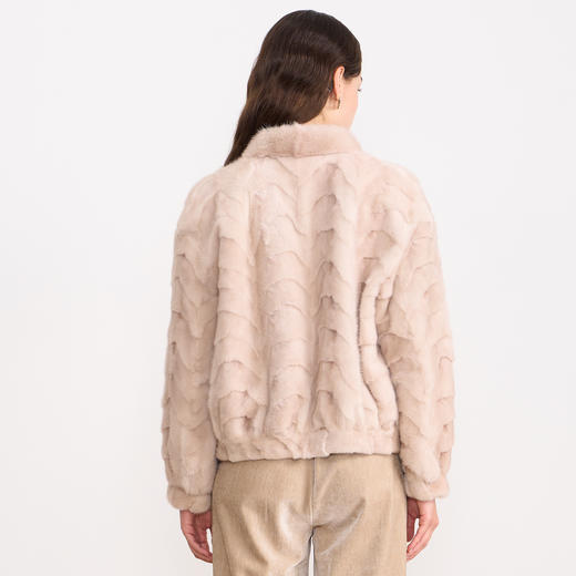 EITIE爱特爱高级感百搭燕麦色立领水貂毛皮草短外套2025冬季新款D2593917X 商品图4