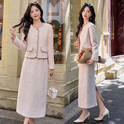 小香法式套装，贝壳刺绣长裙两件套HR-YJLY8655 商品图2