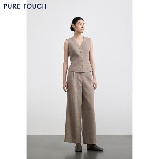 PURE TOUCH女装 25秋冬新款羊毛混纺西装裤通勤高腰直筒厚款长裤 商品图1