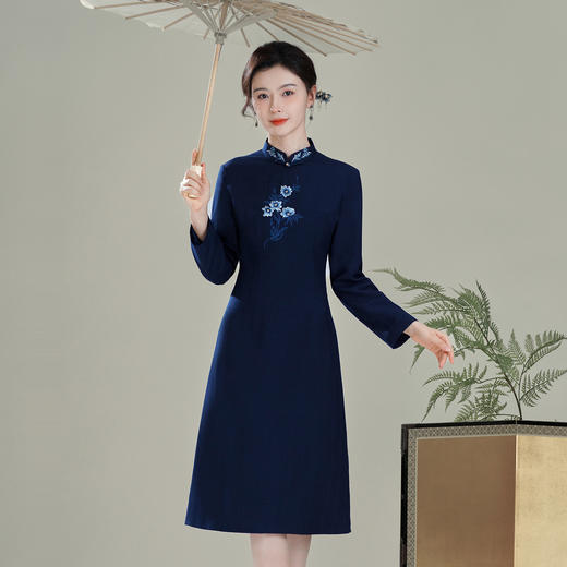 【彼岸】中国风改良复古绣花，日常修身旗袍连衣裙XGT-Q25111 商品图0