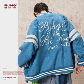 BJHG不计后果 麂皮绒夹克外套男春季新款情侣装vintage美式棒球服