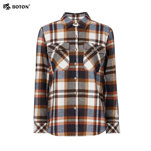 波顿女士秋冬 衬衫外套 磨毛加绒格纹 宽松暖适款LSJ016324 商品图5
