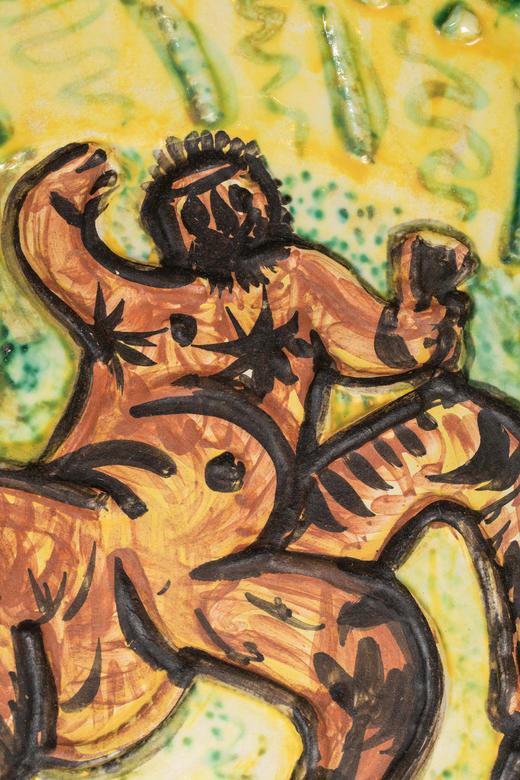 独角鹿西洋古董1956年代西班牙艺术巨匠毕加索与法国Madoura工坊合作出品限量装饰陶盘「Centaure (A.R.339) 半人马 339」 商品图5